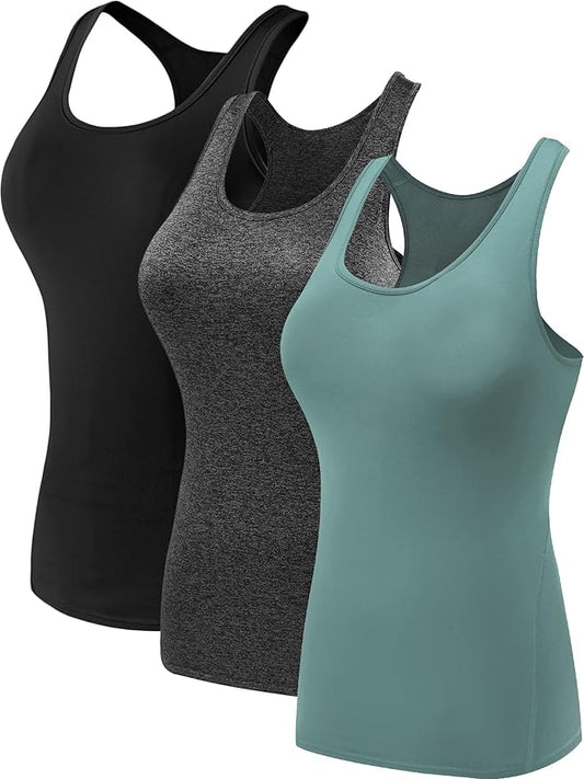 NELEUS Women's 3 Pack Compression Base Layer Dry Fit Tank Top