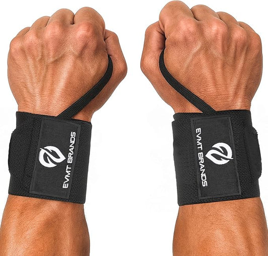 EVMT Premium Weightlifting Wrist Wraps 18in. Durable Straps for Weightlifting, Enhanced Wrist Support. Ideal Lifting Straps for Strength Training.