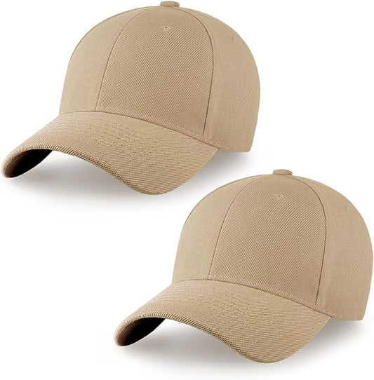 2-Pack Classic Structured Baseball Cap Adjustable Snapback Multipack Ball Caps for Custom Embroidery Running Workouts Outdoor