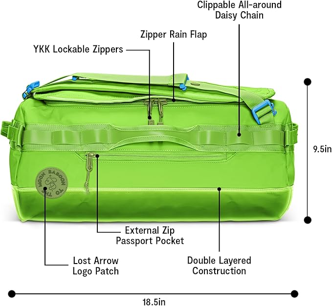 Baboon to the Moon Go-Bag Mini 32L – Detachable Straps, Small Duffle Bag for Travel, Gym Bag for Women, Mens Travel Bag, Duffel Bags for Traveling, Travel Duffel Bags for Women (Lime Breeze)