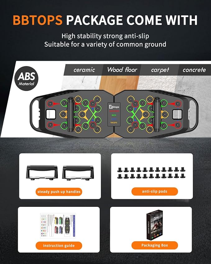 Push UP Board, Pilates Bar & Fitness Accessories, 25 in 1 Foldable Push up Bar at Home Gym, Workout Exercise Professional Push Up Strength Training Equipment for Man and Women