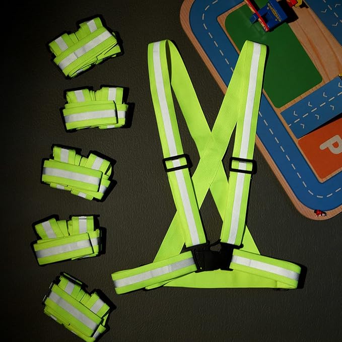 Hercicy 50 Pcs Reflective Vest High Visibility Safety Vests, Adjustable Bright Neon Lightweight Strap Gear (Yellow)