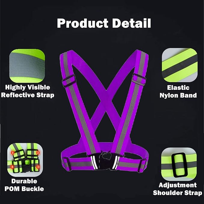 Reflective Running Vest 2-10 Pack, High Visibility Reflective Gear Night Cycling Safety Vest Strap for Men Women Kids