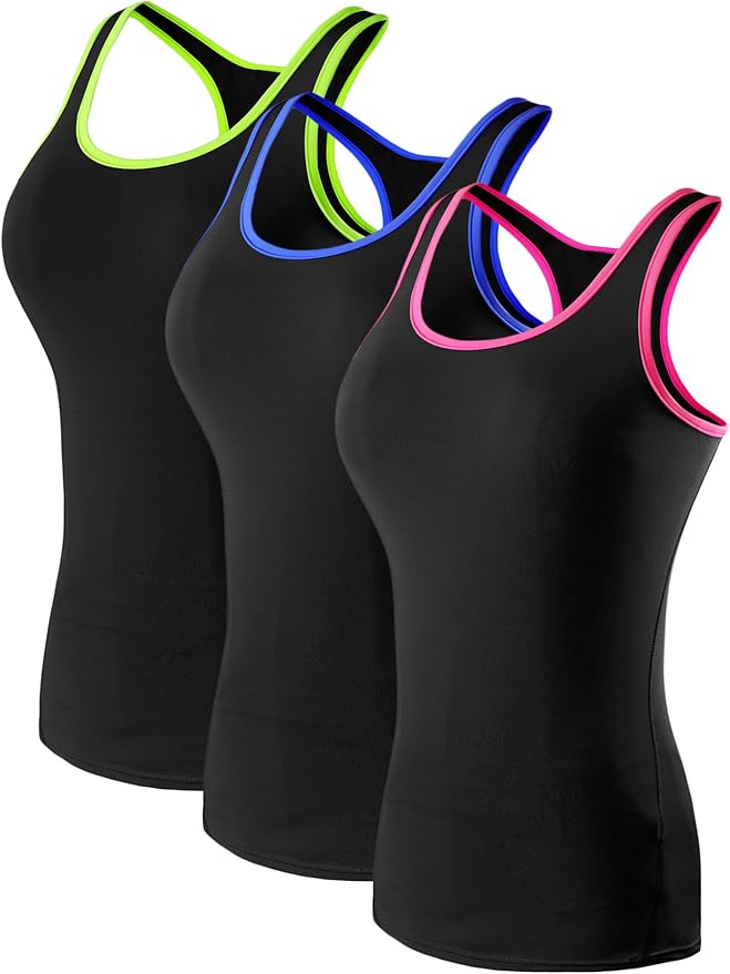NELEUS Women's 3 Pack Compression Base Layer Dry Fit Tank Top