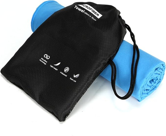 Microfiber Beach Towel Perfect for Travel, Sports, Camping, Swimming, Yoga, Gym-Quick Dry, Sand Free, Compact, Lightweight, Absorbent(Blue,X-Large(200x90cm, 78x35”))