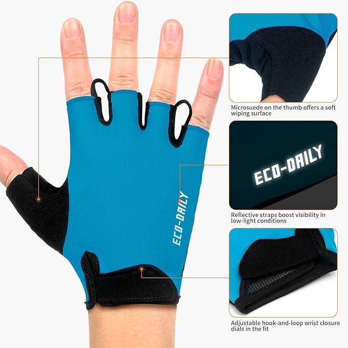 Cycling Gloves for Men Women Padded Mountain Bike Gloves Lightweight Half Finger Gloves Anti-Slip Shock-Absorbing for MTB Road Biking Fitness