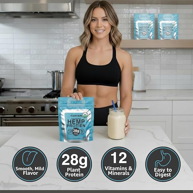 Organic Hemp Protein Powder, Plant Based and Vegan Protein Shake, Lactose and Dairy Free, Gluten Free, Clean and Natural- Unflavored (1 Serving)