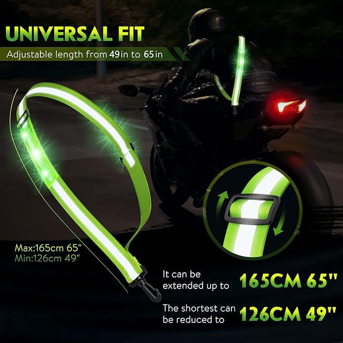 Simket Reflective Walking Gear, Rechargeable Led Reflective Sash, Adjustable Night Walking Safety Gear, High Visibility Safety Lights for Walking at Night for Men Women Jogging Running Biking