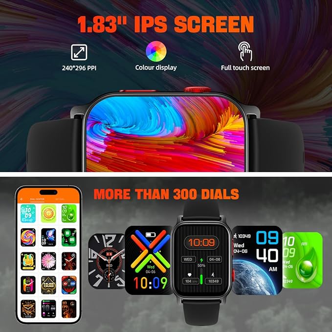 QTLLBT 9 Languages Translation Watch Smart Watch Bluetooth Call (Answer Make Calls) Fitness Tracker IP68 Waterproof 100+ Sports Heart Rate Sleep Android iPhone Men and Women Smart Watch (Black)