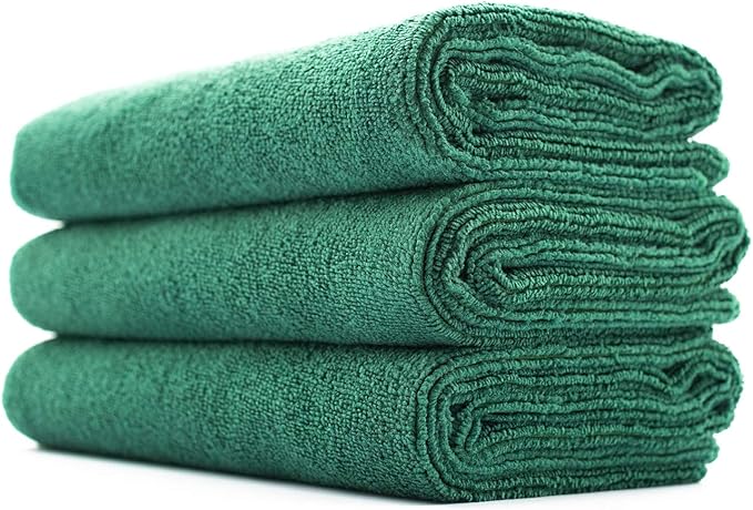 The Rag Company - Sport & Workout Towel - Gym, Exercise, Fitness, Spa, Ultra Soft, Super Absorbent, Fast Drying Premium Microfiber, 320gsm, 16in x 27in, Dark Green (3-Pack)