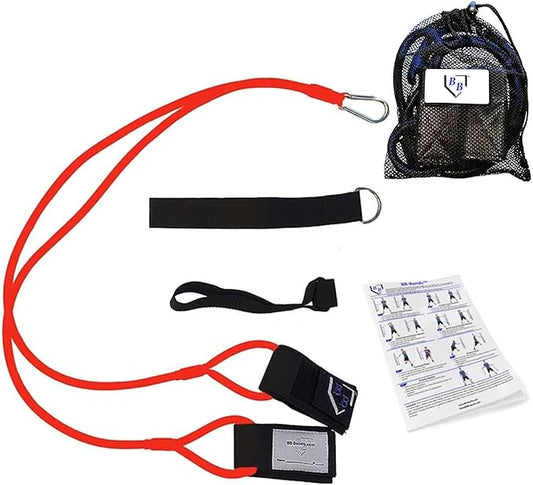 BB Bands Baseball Softball Resistance Training Bands - Arm Strength, Pitching Conditioning Equipment, 3 Strengths (Youth, Adult, Heavy), 7 Colors, Includes Anchor Strap, Door Mount, Bag, Workout Guide