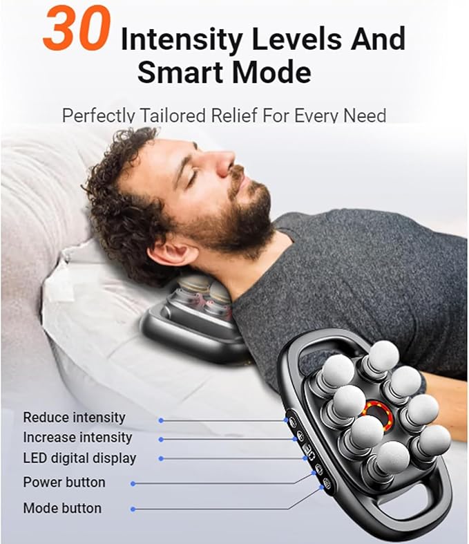 Verniqo Massager, Husband 2.0 by VerniqoHealth, 16 Head Massage Gun Deep Tissue Percussion Massager with 3 Modes & 30 Intensities, Best Gift for Back, Shoulders, Body Muscle Pain Relief (Black)