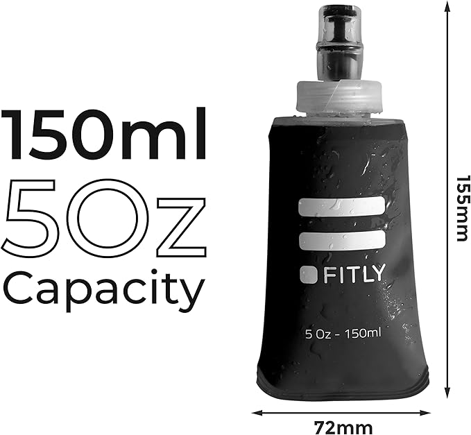 FITLY Soft Flask - Shrink As You Drink Soft Water Bottle for Hydration Pack - Folding Water Bottle Ideal for Running, Hiking, Cycling, Climbing & Rigorous Activity