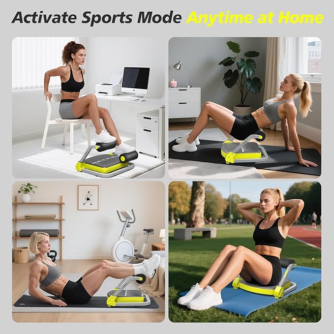 Ab Machine, Ab Trainer Machine for Home Gym, Sit Up Exercise Equipment for Home Use, 4 Level Adjustable Resistance for Stomach Workout, No Assembly Core Machine with Quick Rebound for Full-Body Workout