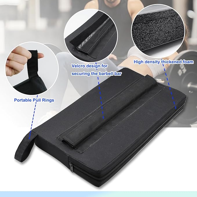 Square Hip-Thrust Pad Protective Extra Thick Foam pad for Barbell Weightlifting Hip Thrusts and Glute Bridges Workouts Home Gym Equipment