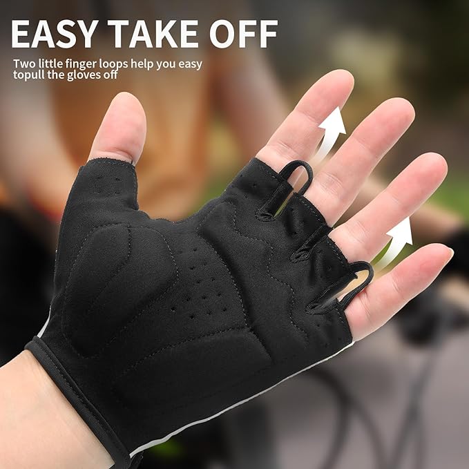 Cycling Gloves for Men Women Padded Mountain Bike Gloves Lightweight Half Finger Gloves Anti-Slip Shock-Absorbing for MTB Road Biking Fitness