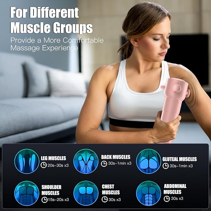 Massage Gun, Deep Tissue Back Massage for Athletes for Pain Relief, Percussion Massager with 3 Massages Heads & 8500 RPM Brushless Motor, Gifts for Muscle, Pink