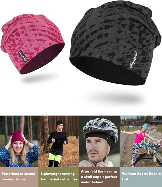 10" Multifunctional Soft Fashion Lightweight Beanies Hats, Cooling Running Skull Cap Helmet Liner Sleep Caps
