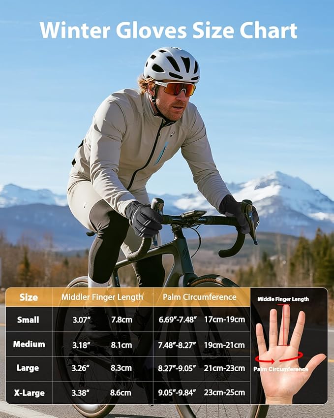 RIGWARL Lightweight Winter Cycling Gloves for Men and Women, Bike Gloves for Men Cycling, Windproof Full Finger Biking Glove