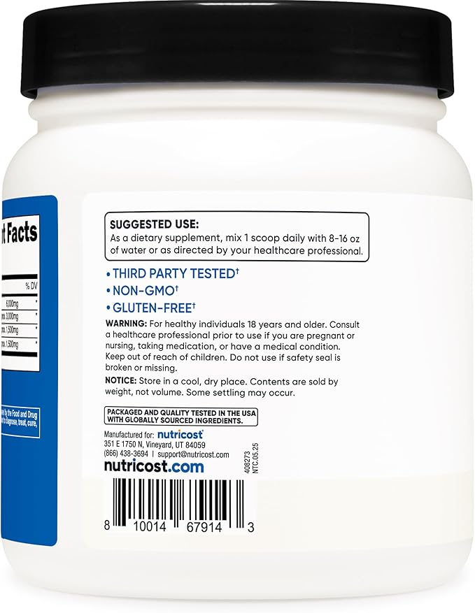 Nutricost BCAA Powder 2:1:1 (90 Servings, No Flavor Added) - Branched Chain Amino Acids