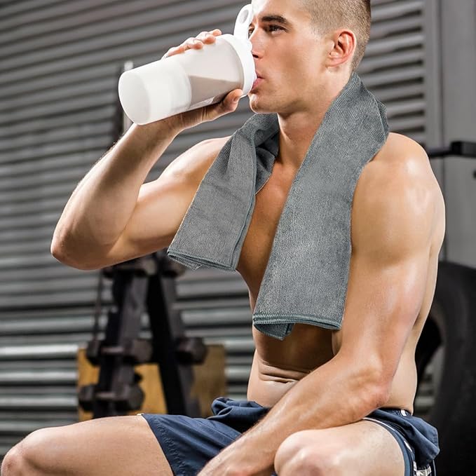 Orighty Gym Towels, Highly Absorbent Sweat Towels, Soft and Quick Drying Gym Towel for Daily Use, Multi-Purpose Towel for Sport, Salon, Spa, Hotel, 16 x 27 Inch, Grey, 6 Pack