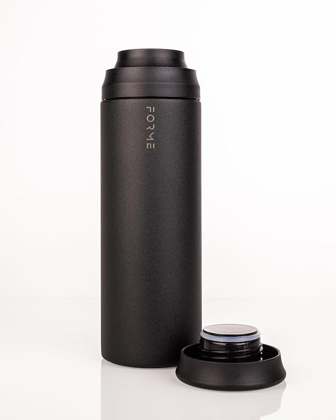 FORME - Shaker, 700ml Stainless Steel Protein Shaker, Double Walled Vacuum Insulated, Cold and Hot Drinks, Silent & Leak Proof, Fits Most Cup Holders (Charcoal)