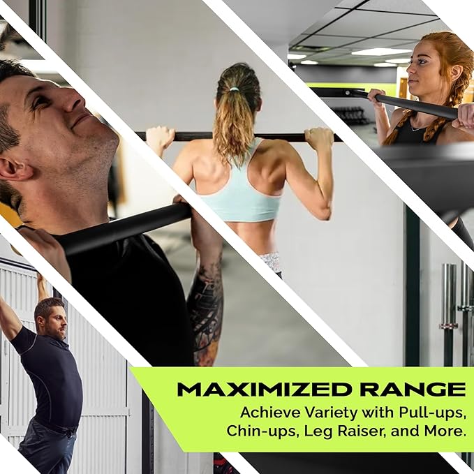 Rage Fitness Heavy-Duty Wall Mounted Pull Up Bar - 500 lbs Weight Capacity | Maintain Upper Body Strength & Core Stability | Space Efficient Steel Chin Up Black Bar for Home & Gym Versatile Workouts