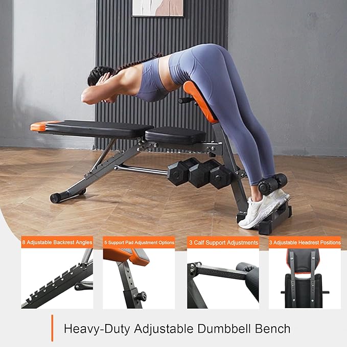Roman Chair Hyperextension Bench – Adjustable Back Extension Machine for Glutes, Hamstrings & Lower Back – Foldable Multi-Purpose Workout Equipment for Home Gym