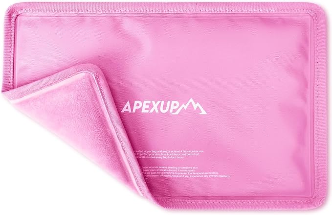 APEXUP Gel Ice Packs for Injuries Reusable, Flexible Double Sided Cold Packs for Injuries, Ice Pack for Knee, Shoulder, Back, Hip, Leg, Arm (Pink, S, 1PK)