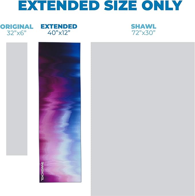 SHAKEitCOOL Extended Size Cooling Towel โ Be Cool in Style - Heat Relief, Soft, Lightweight, Sun Protection, Easy Clean - Perfect for Biking, Hiking, Running, Yoga, Golf - Blue Purple Wave M