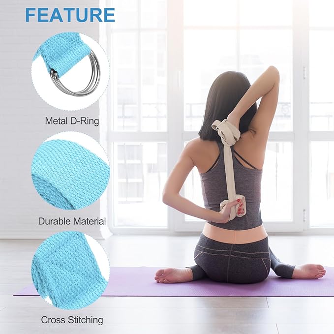 PATIKIL Yoga Strap for Stretching Cotton Yoga Belt with Adjustable Metal D-Ring Buckle Stretch Bands for Fitness Pilates