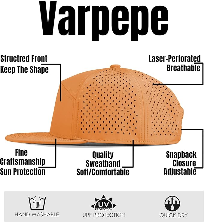 Performance Snapback Hats for Men Women,Flat Bill Cap,Golf,Running,Workout