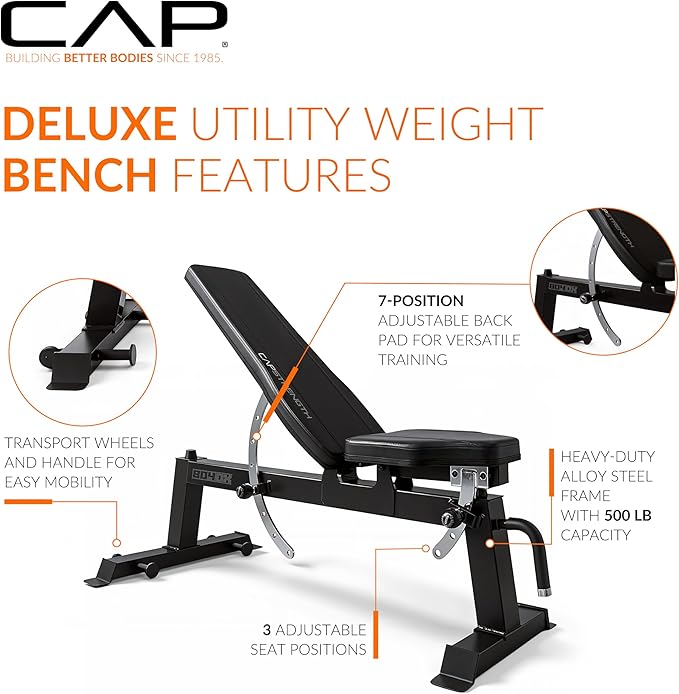 CAP Barbell Deluxe Utility Weight Bench Color Series
