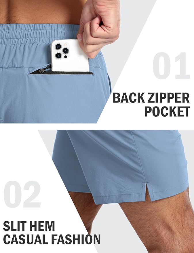 Aolesy Men's 5''/7'' Running Shorts Quick Dry Workout Gym Shorts with Pockets, Tennis Training Athletic(Linerless & Liner)