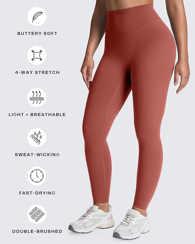 Aoxjox High Waisted Workout Leggings for Women Tummy Control Buttery Soft Yoga Metamorph Deep V Pants 26"