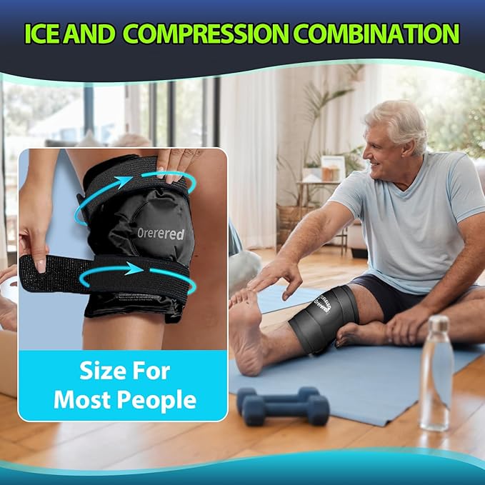Ice Packs for Injuries Reusable, Knee Gel Ice Pack Wrap Pain Relief for Knee Replacement Surgery, Swelling, Meniscus Tear, ACL, Sports Injuries, Bruises and Arthritis, Elbow Ice Pack Black