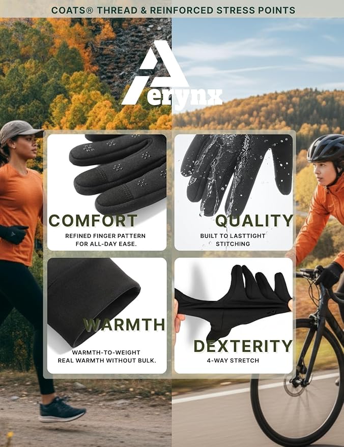 Lightweight Running Winter Gloves, Touch Screen Warm Gloves Liners for Cycling Biking Sporting Driving for Men Women X1