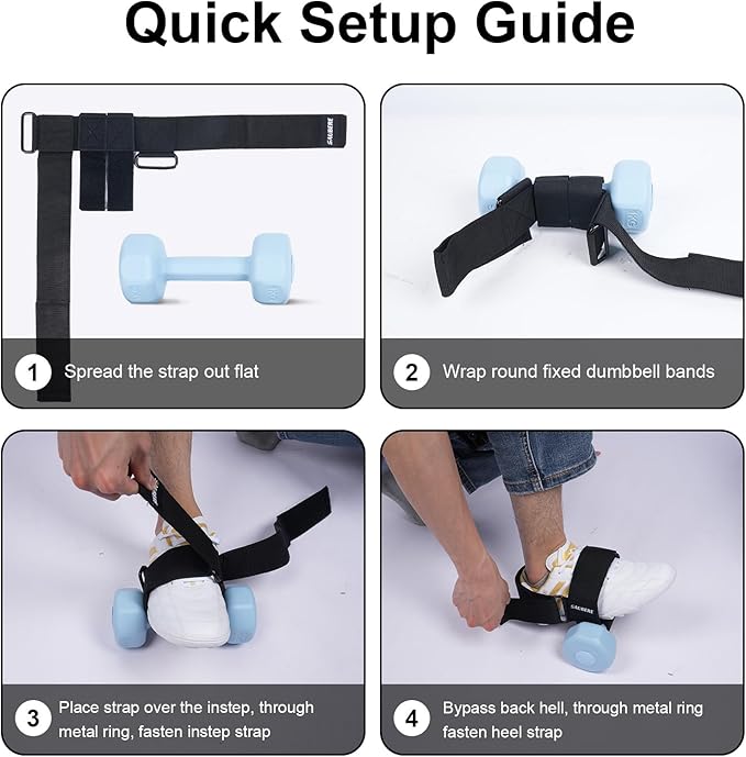2Pcs Dumbbell Foot Attachment for Leg Workout at Home, Ankle Straps for Weights, Tibialis Trainer, Hip Flexors Exercise Tool for Women and Men