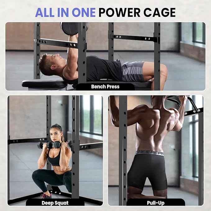 81.5 in Gym Equipment for Home, Squat Rack Power Cage with 14 Gears, 1200 Lbs Capacity Squat Rack, Perfect for Home Gym Fitness