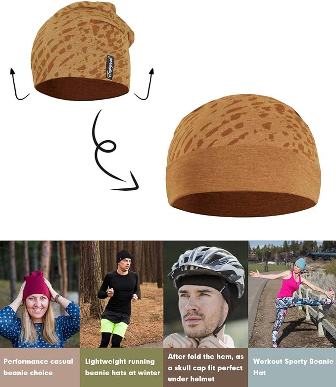 10" Multifunctional Soft Fashion Lightweight Beanies Hats, Cooling Running Skull Cap Helmet Liner Sleep Caps