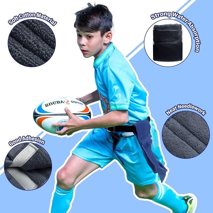 Shimeyao 2 Pcs Cotton Sports Football Towel with Closure Pitching Football Sweat Towel for Sports Gym Men Women Accessories(Gray,Classic)