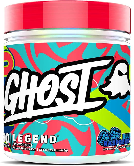 GHOST Legend Pre-Workout Powder, Blue Raspberry - 30 Servings – Pre-Workout for Men & Women with Choline, L-Citrulline, & Beta Alanine for Energy & Focus