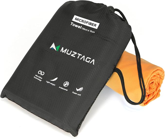 Microfiber Beach Towel-Perfect for Travel, Sports, Camping, Swimming, Yoga, Gym- Quick Dry, Sand Free, Compact, Lightweight, Absorbent (Orange,Large(160x90cm, 63x35”))