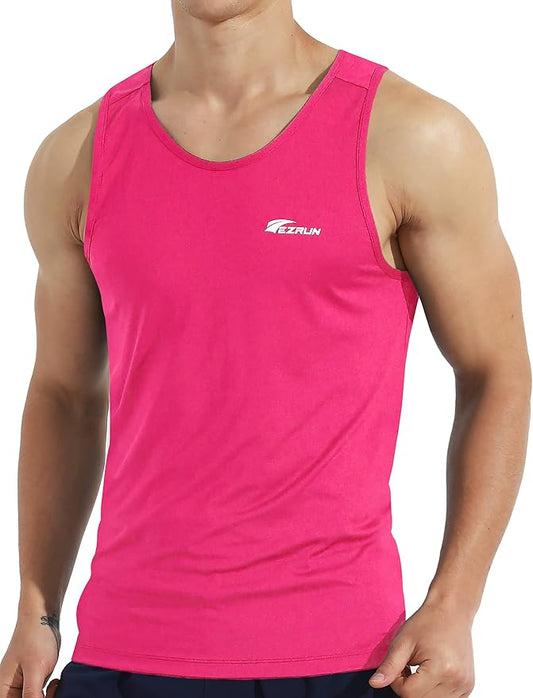 EZRUN Men's Quick Dry Sport Tank Top for Bodybuilding Gym Athletic Jogging Running,Fitness Training Workout Sleeveless Shirts