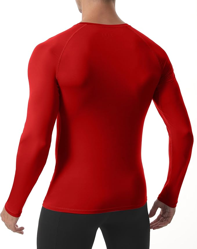 Roadbox Mens Compression Shirt, Cool Dry Long Sleeve Workout Shirts, Running Athletic Football Gym Base Layer Tops UPF 50+