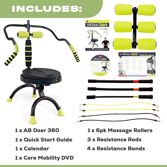 AB Doer 360 - Ab Fitness Machine System Provides An Abdonimal And Muscle Activating Workout with Aerobics to Burn Calories and Workout