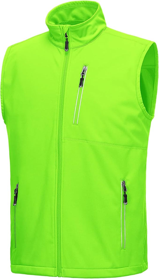 33,000ft Men's Windproof Lightweight Golf Vest Outerwear with Pockets, Softshell Sleeveless Jacket for Running Hiking Sports