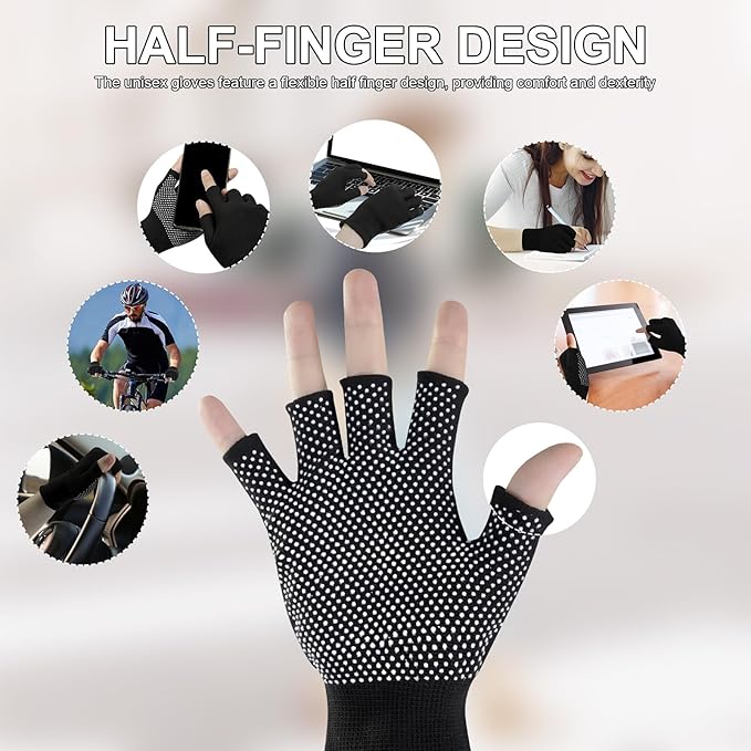 Half-Finger Workout Gloves, Sports Cycling Glove, Fingerless Work Gloves for Men Women, Anti-slip Exercise Gloves