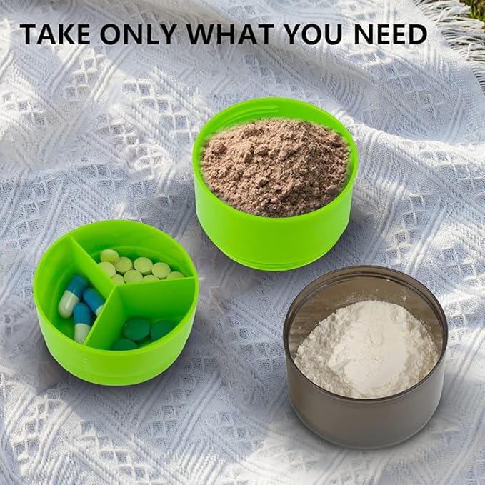 Shaker Bottle, Leak Proof Shaker Bottle for Protein Mixes,16oz 3 Layer Twist Off Cup with Pill & Supplement Storage, Gym Sports Cup for Protein Powder, Green