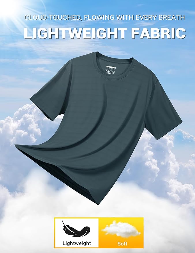 TACVASEN Men's Lightweight Athletic T-Shirts Quick Dry Workout Gym Tops Short Sleeve Running Tee Shirt Performance Activewear